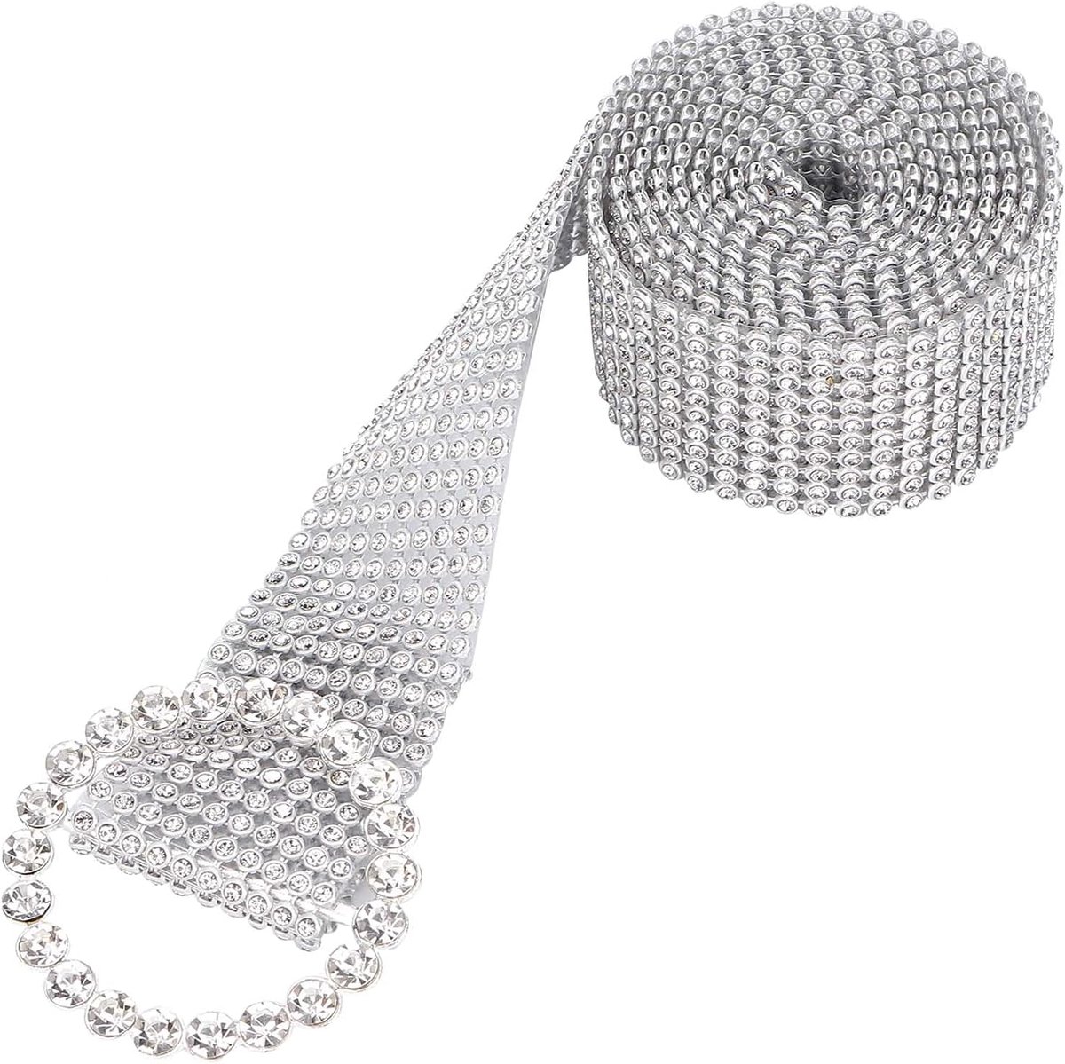 SnelShoppen - Elegant Decoratieve Riem Dames Tailleband met Verzegelde Diamanten Shiny Zilver - Flexibele en Duurzame Ceintuur voor Feest, Casual en D