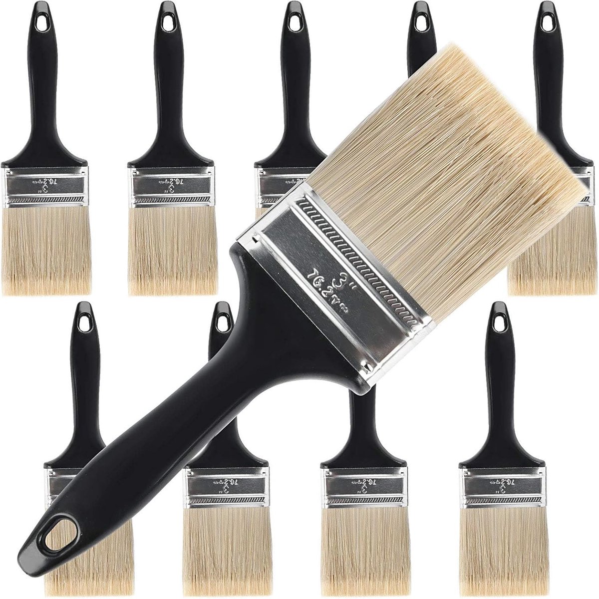 SnelShoppen - 10 Stuks 7.5cm Kwastenset, Professionele Verfkwasten met Kunststof Handvat voor DIY Schilderwerk, Meubels, Tuin, Hekken en Wanden