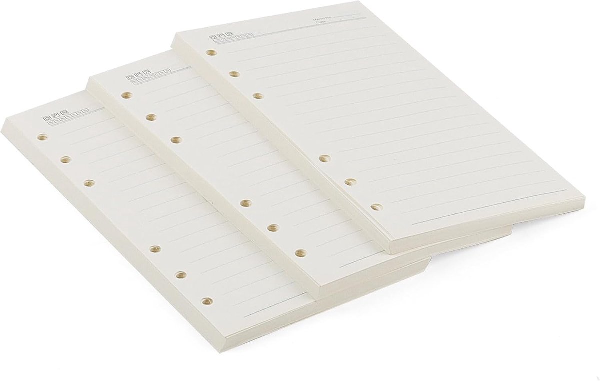 SnelShoppen - 3 Pack A6 Gerecycled Lijnpapier, 120 Bladzijden/60 Vellen, Vulbare Schrijfpapier, Perfect voor Dagboek, Planner en DIY Projecten