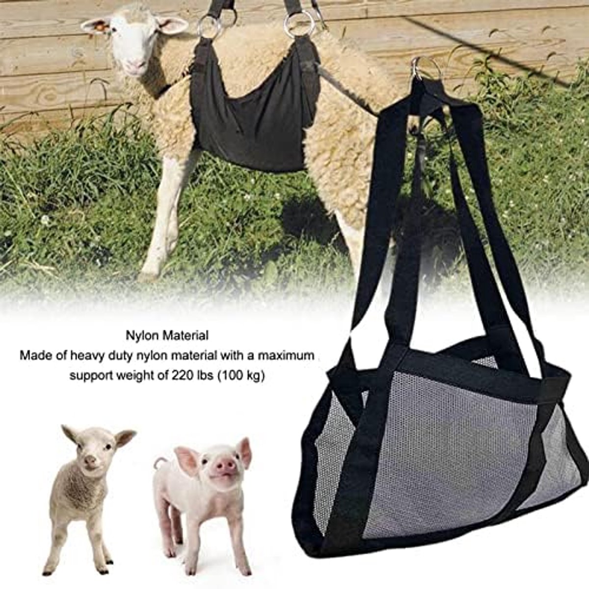 SnelShoppen - Veal Band Voor Het Wegen Van Kleine Dieren - Goatsling Voor Lammetjes, Geiten, Alpaca's, Kalveren - Stevige Nylon Weegzak Tot 100 Kg - 3