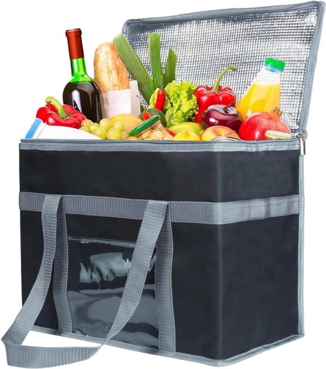 Grote geïsoleerde tas voor warme of koude voeding, veelzijdige koel tas, ideaal als boodschappentas, thermotas en warmhoudtas, robuust en opvouwbaar.