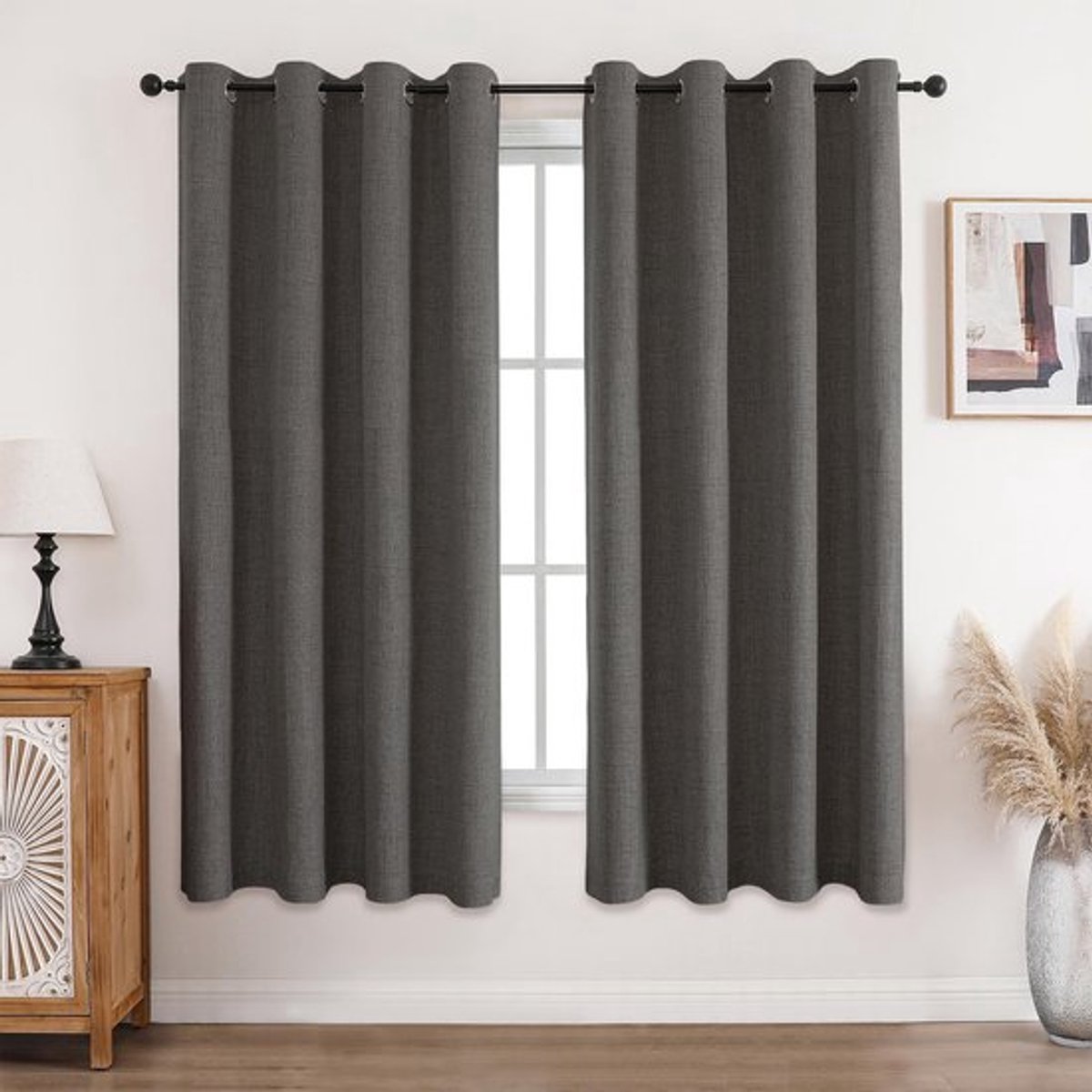 Gordijn ondoorzichtig - Set van 2 - H175xB140cm - Thermische verduistering - Geluidsreducerend - Warmte-isolerend - 100% polyester - Verduisteringsgordijn