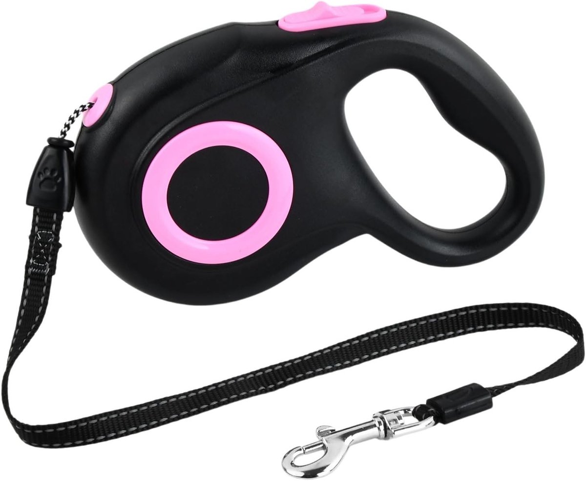 Uittrekbare hondenriem - Zwart - 5 meter - Automatische intrekbare lijn met ergonomische grip - Voor Honden en Katten tot 25 kg