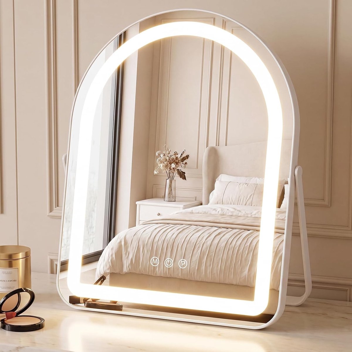 Make-upspiegel met Verlichting - Make-upspiegel - 35 x 45 cm - LED Tafelspiegel met 3 Modi - Voor Dames