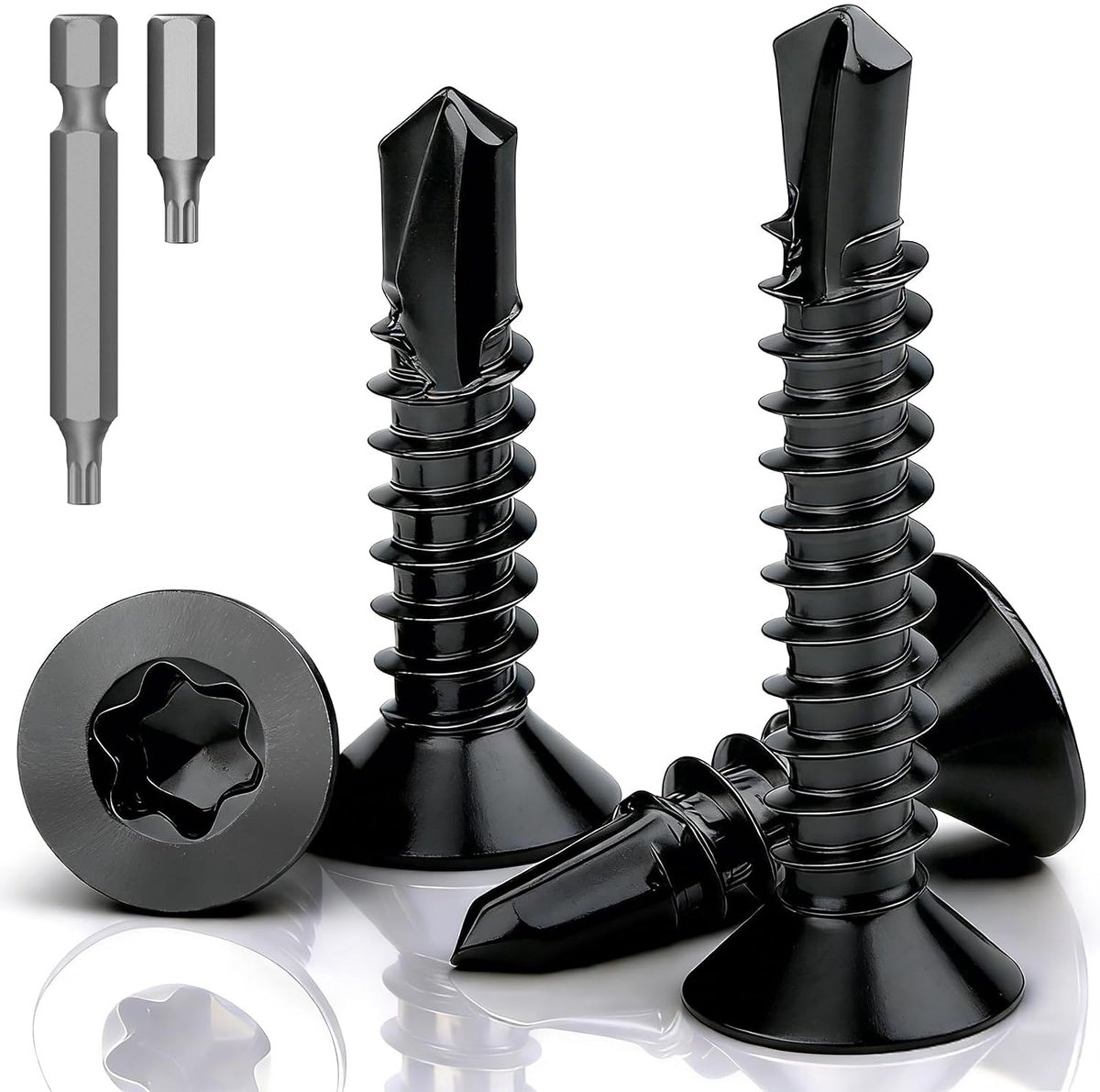 SnelShoppen - 110 Stuks Zelfborende Schroeven Torx, Zwarte Verzinkte Kop M4, 2x25mm, RVS 410 Plaatschroeven DIN 7504 voor Metalen Beplating