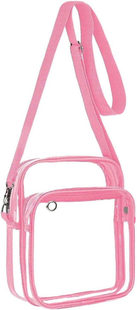 Doorzichtige Stadiontas - Transparante Festivaltas - Veiligheidscontrole - Waterdicht PVC Materiaal - 22 x 5 x 18 cm - Roze