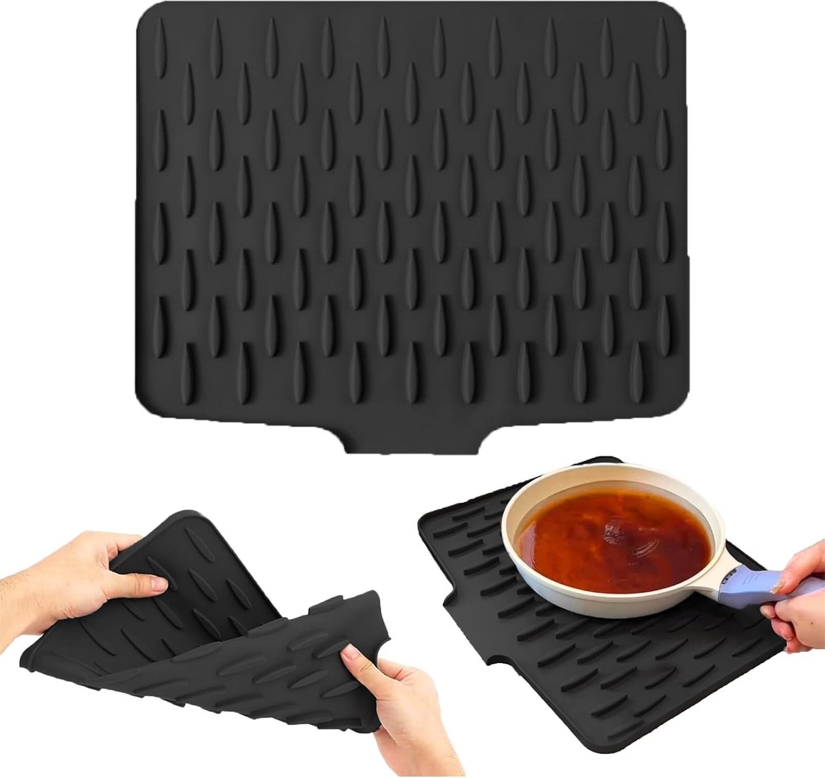 40 x 32 cm, Leak-proof Silicone Worktop Protection, Heat Resistant Draining Mat, Heat Resistant and Non-Slip, Kitchen - ShopVlot