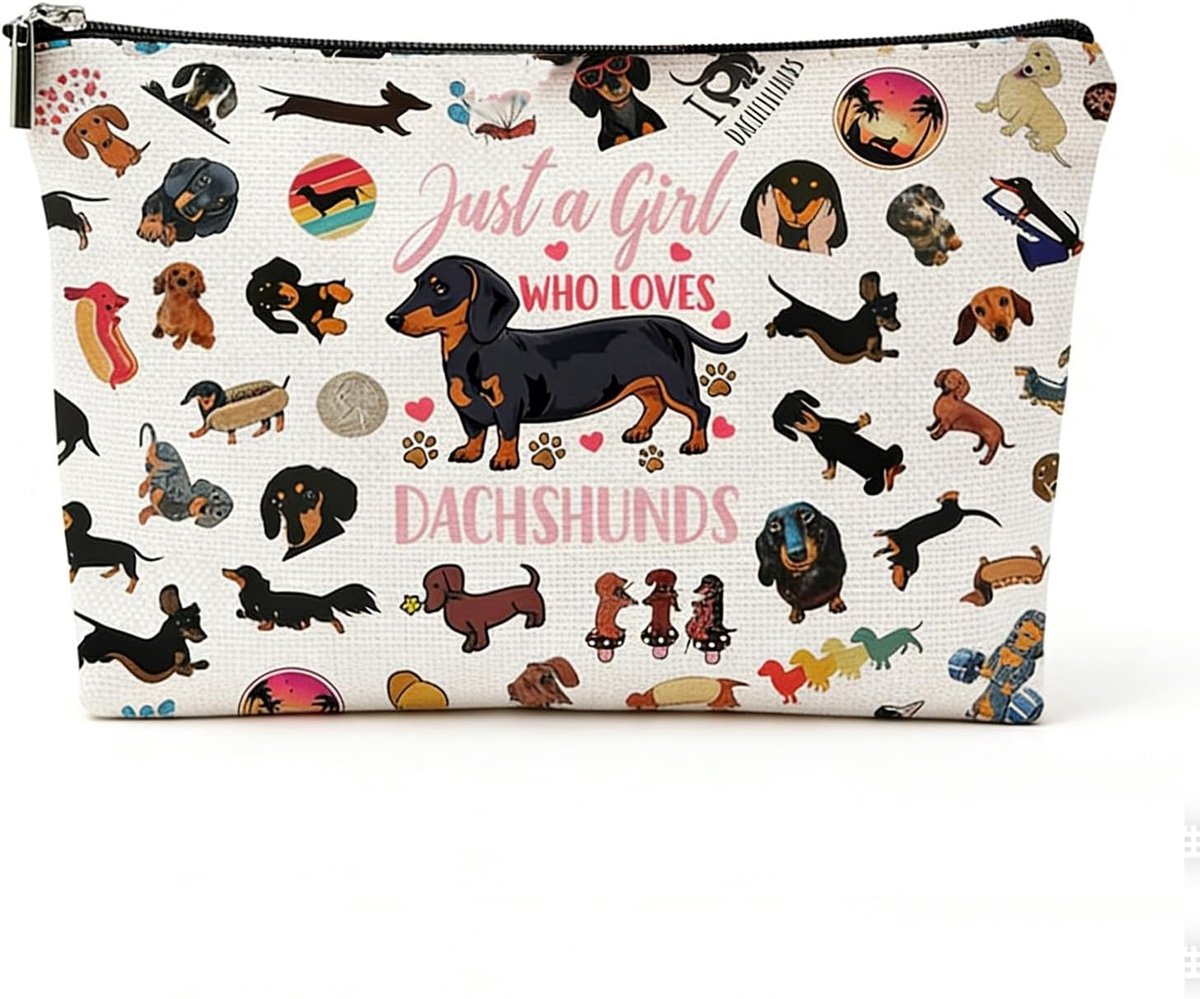 SnelShoppen - Make-up Tas Teckel, Toilettas met Rits voor Vrouwen, Reistasje voor Make-up, Lichtgewicht en Duurzaam, Perfect voor Dagelijks Gebruik en