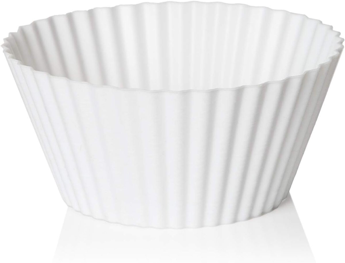 SnelShoppen - Silicone Muffin Cups 7cm | 6 Stuks | Witte Kleur | Herbruikbaar en Vaatwasserbestendig | BPA Vrij | Ideaal voor Cupcakes en Pudding