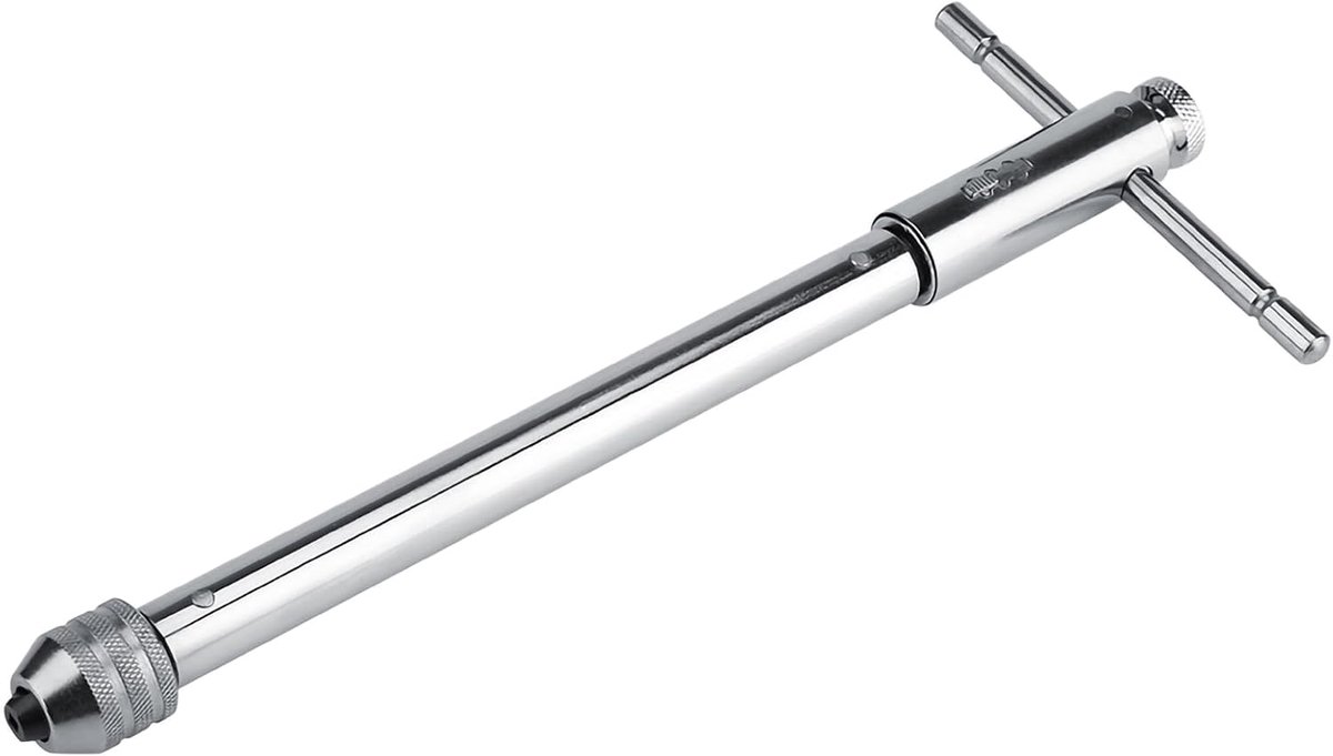 SnelShoppen - Ratchet Tap Handle - Verstelbare T-Bar Ratchet Tap Wrench M3-M8 en M5-M12 - Hoogwaardige Staal met Chroomafwerking - Ideaal voor Tap en