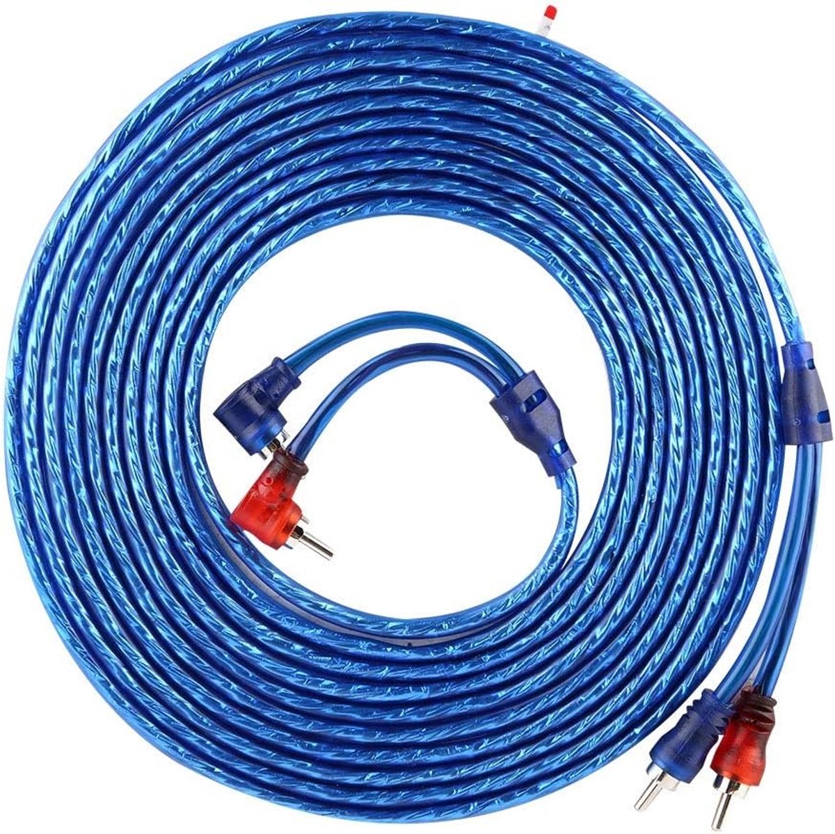 SnelShoppen - Audio Kabel RCA 5 m - Ultra Flexibel, Blauw, Transparant, Geschikt voor Auto's, Vervangingskabel, Hoogwaardige Geluidskwaliteit