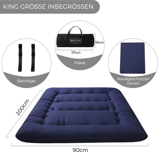 Japanse Vloermatras - Gewatteerd Slaapkussen - Comfortabel Slapen - Extra Dik Geheugenschuim - 190 x 90 cm - Geel — afbeelding 4
