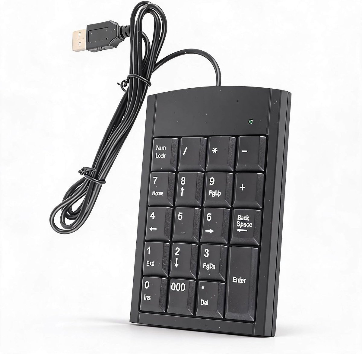 SnelShoppen - Draadloos Mini USB Cijfertoetsenbord, Ultra-Dun 19 Toetsen Laptop Toetsenbord voor PC's en Laptops, Hoogwaardige Kleine Keyboard, Zwart,