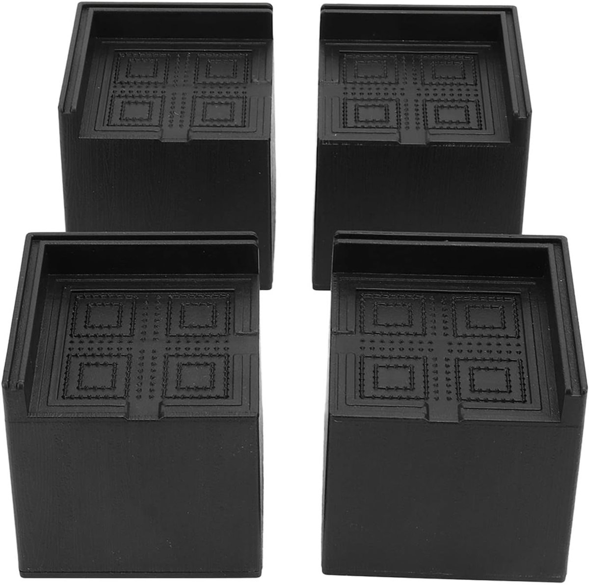 SnelShoppen - 4 Stuks Vierkante Plastic Meubelverhogers - Duurzaam Bedpoot Ondersteuning voor Wasmachine, Sofa, Tafel en Meubels - Tot 1000 Kg Stevige
