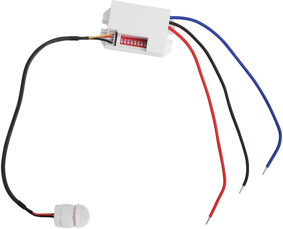 SnelShoppen - Mini Bewegingsmelder 230V Inbouw met Instructies, Infraroodsensor IP20, Aanpasbare Tijdgevoeligheid LED, 360° Dusk Sensor voor Plafond,