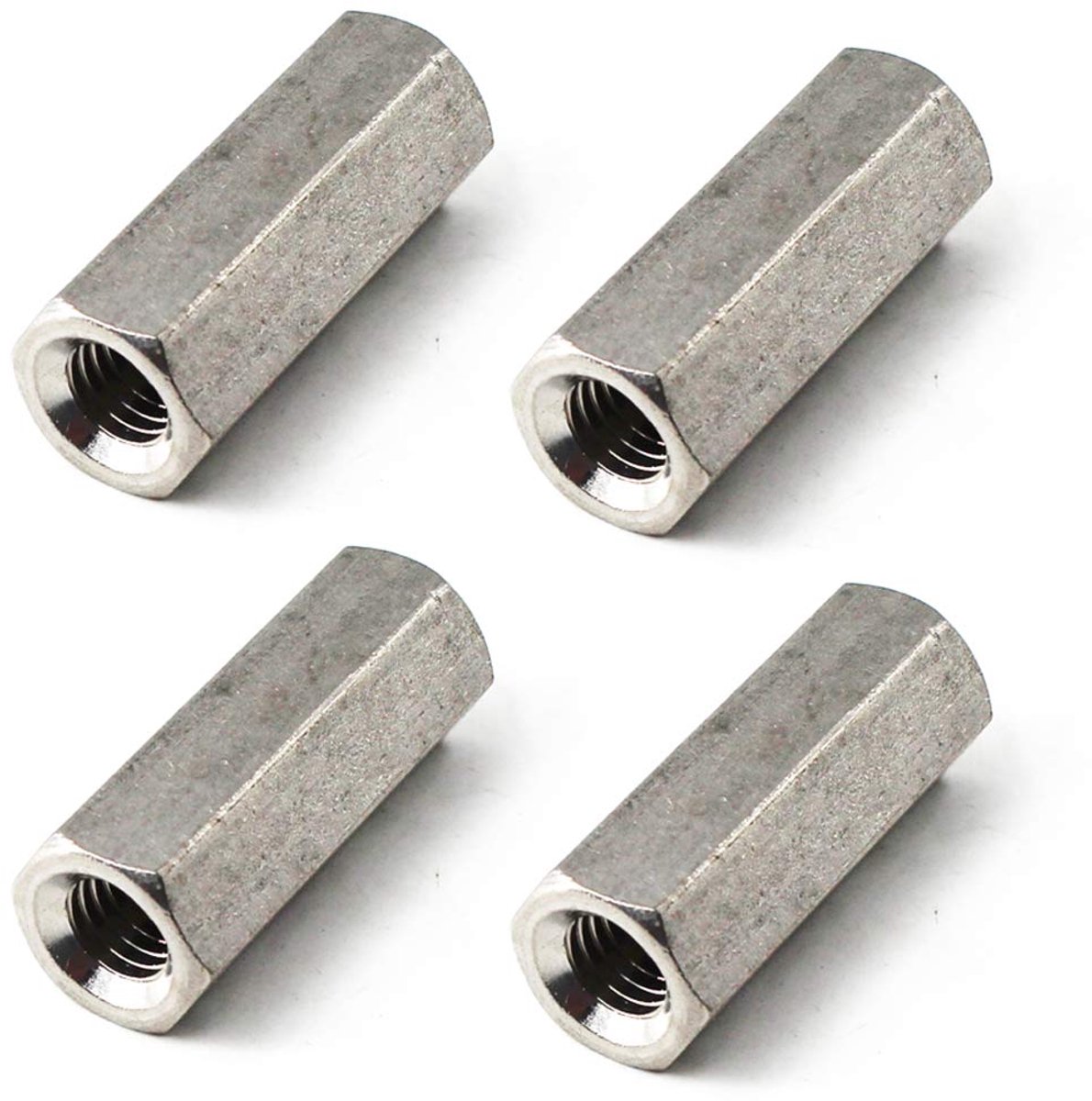 SnelShoppen - M12x19x30 Lange Hex Koppelnut 304 RVS Rond Stang Koppelnut (Set van 4) - Duurzaam, Comfortabel, Voor Diverse Toepassingen