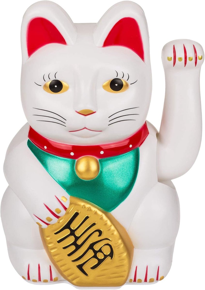 SnelShoppen - Cat's Maneki Neko gelukskat wit 20 cm - Decoratieve kattengoodluck charm - Feng Shui gelukspop - Japans design voor huis en tuin