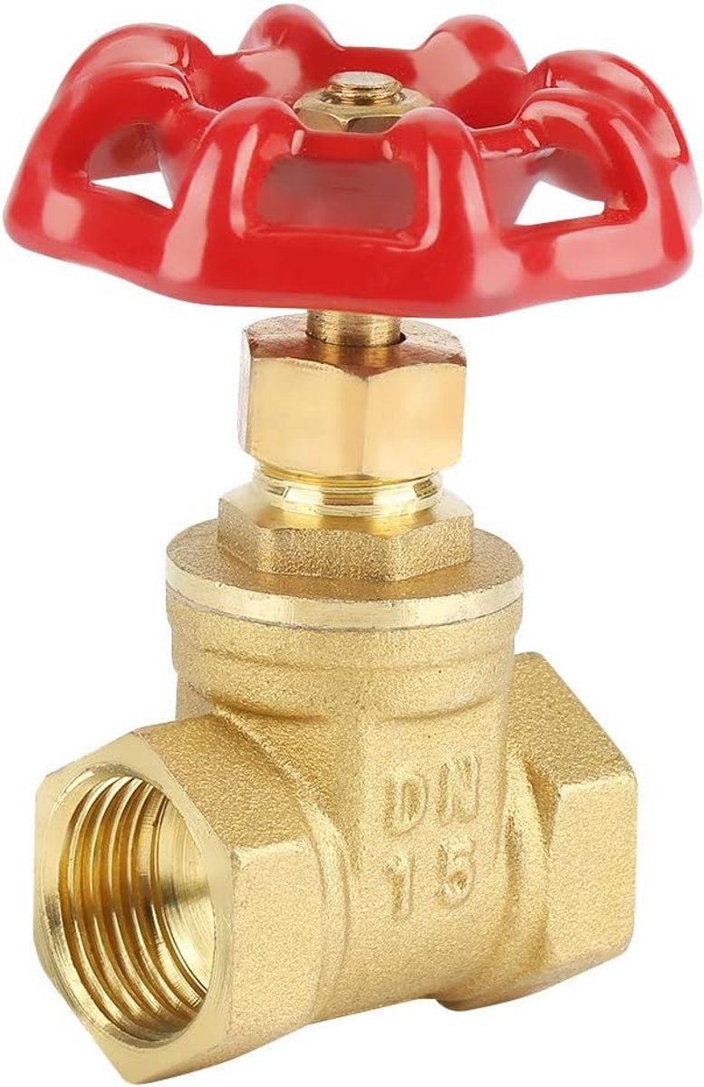 DN15 Brass Rotary Knob Lock BSPP G1 / 2 Rotary Switch Valve 232 PSI for Water Oil Gas Red Head Reusable Packaging - ShopVlot