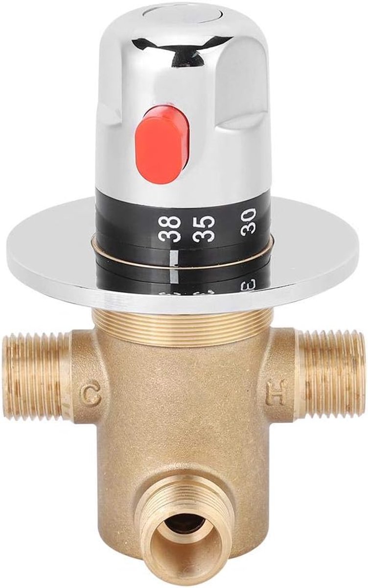 SnelShoppen - Thermostatische Mengkraan 3-Weg G1/2 Aansluiting - Verstelbare Watertemperatuur - Antislip Design - Duurzaam Messing - Ideaal voor Keuke