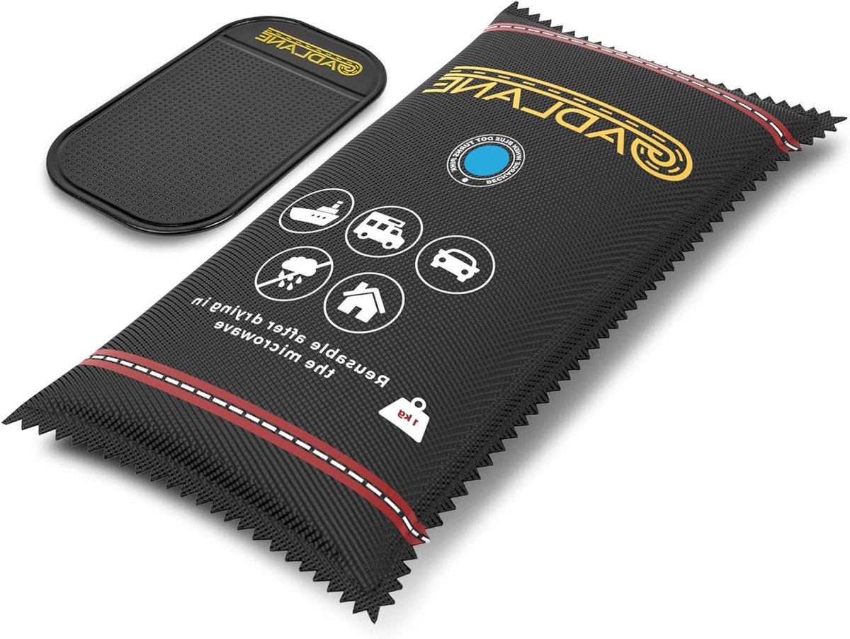 Herbruikbare Luchtontvochtiger - Vochtvreter Zak - Auto Interieur - Met Antislipmat - 1 kg - Zwart