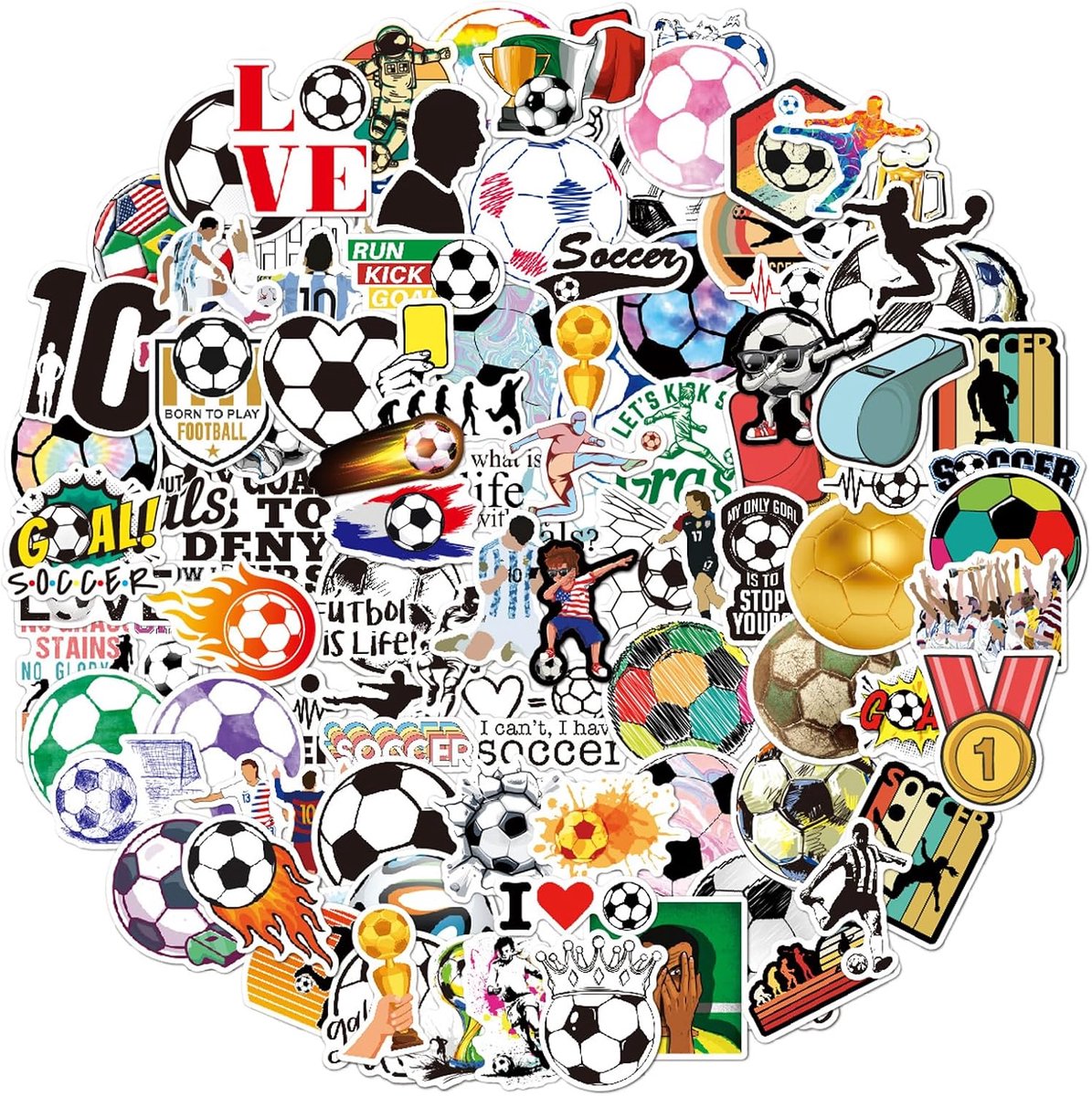 Voetbalstickers 100 stuks - waterdicht - verschillende patronen - perfect voor teamfans - ShopVlot
