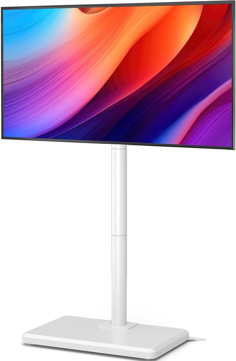 Vloer TV Standaard - Verstelbare TV Voet - TV Meubel - Houten Stabiele Basis - 26-55 inch - Wit