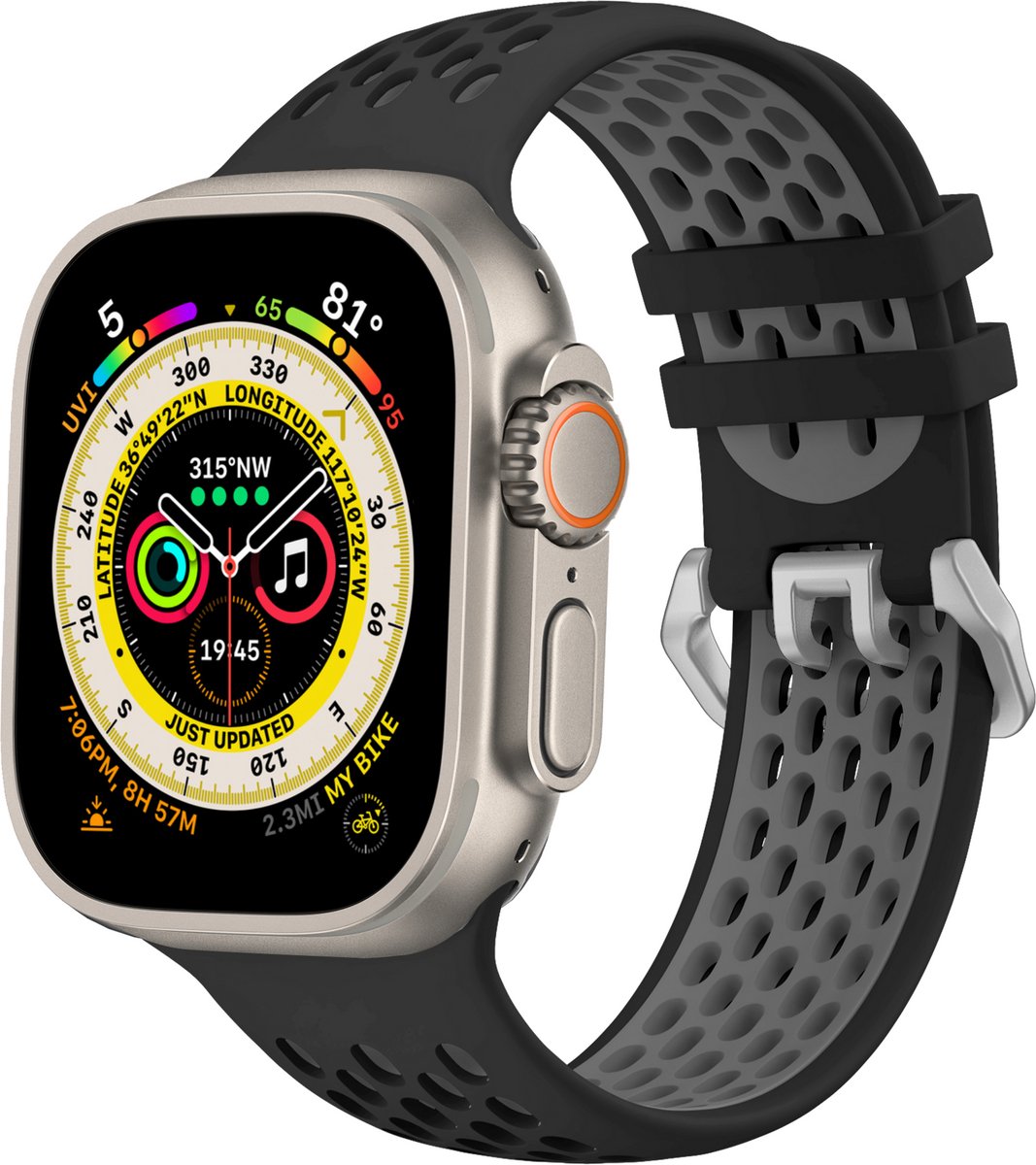 CubeNest Silikonowy pasek sportowy do Apple Watch 42/44/45/Ultra 49 mm (B01R1L01) czarny