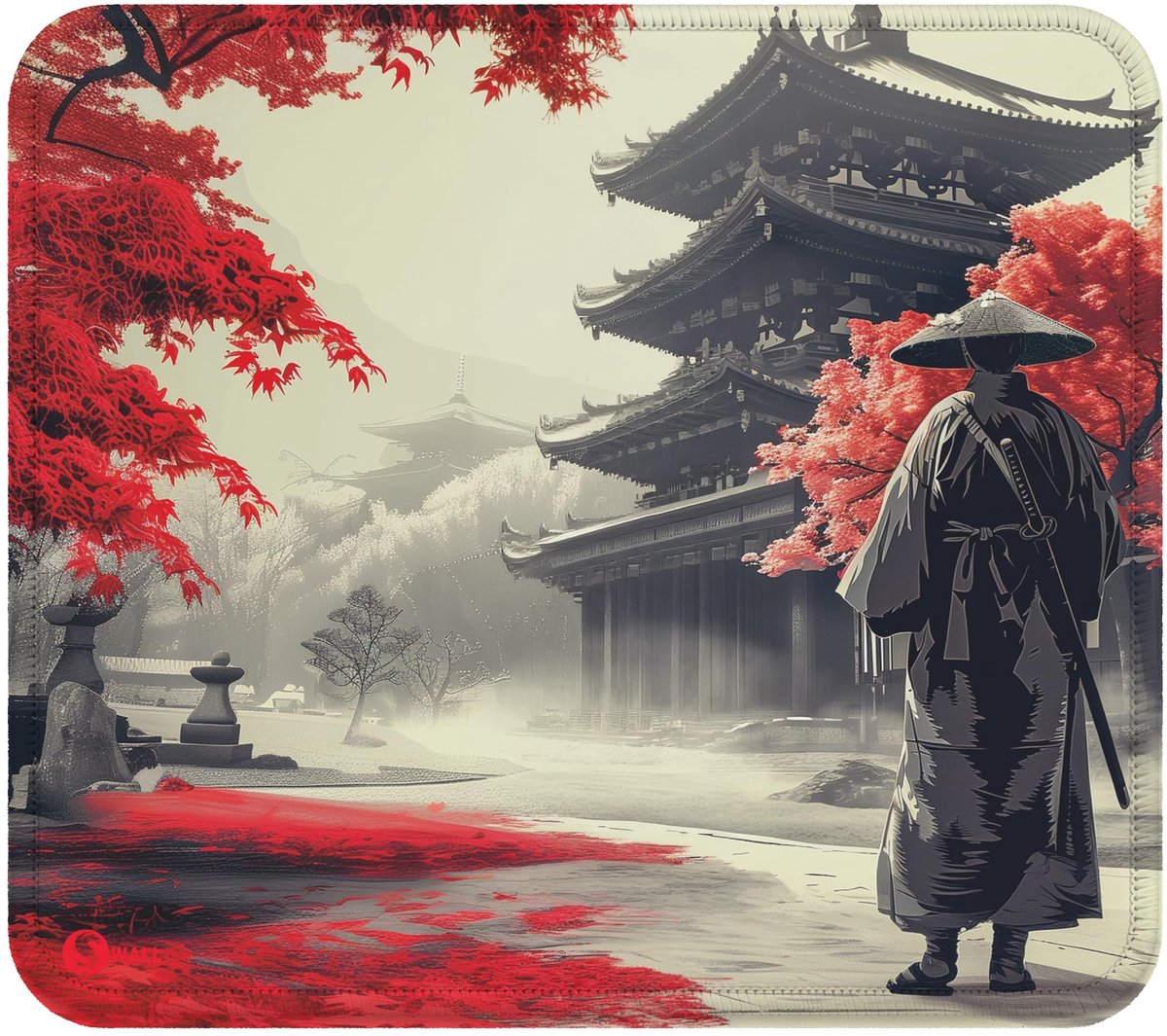 SnelShoppen - Gaming Muismat Samurai Ronin 45x40 cm - 4 mm Dikke Antislip Muismat voor PC en Laptop - Ideaal voor Gamers en Deskworkers