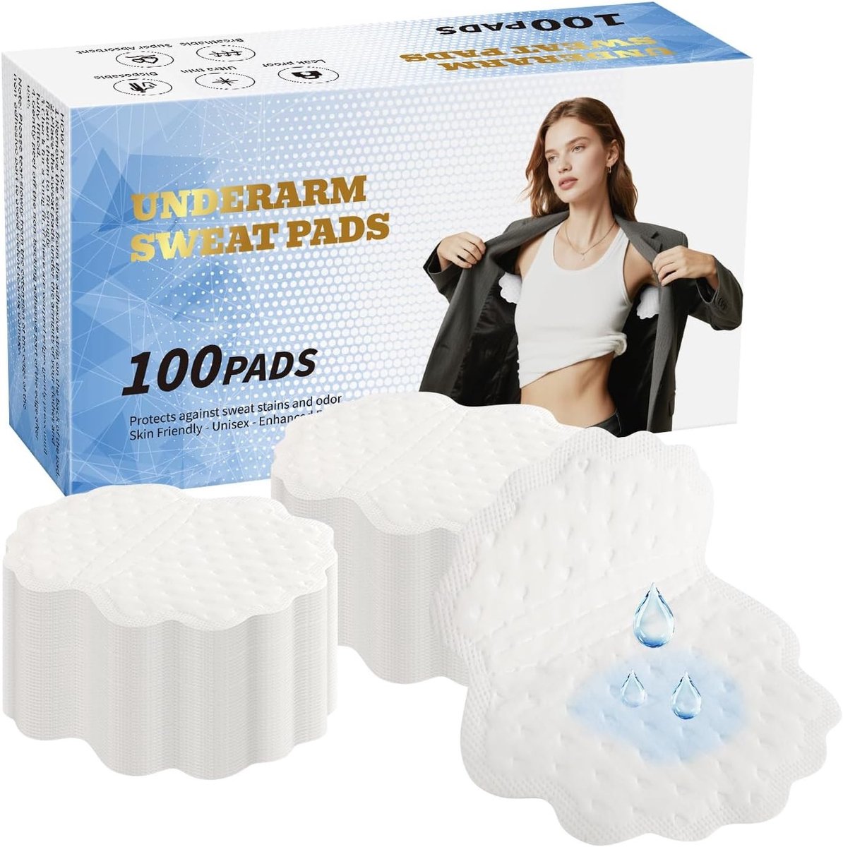 Onderarm Zweetpads 100 Stuks, Ultra Dun en Onzichtbaar - Comfortabele Super Absorberende Bescherming tegen Zweet voor Buitenshuis en Werkvergaderingen