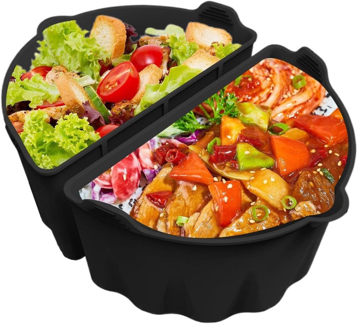 Slowcooker Liner - Dubbele Zone Liner - Gezamenlijk Koken - Voorkomt Smaak Vermenging - 6-8QT - Zwart