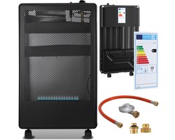 Mobiele Gasheater met Blauwe Vlam 3,8 kW - ODS, Kantelbeveiliging en Piëzo-ontsteking - Zwart