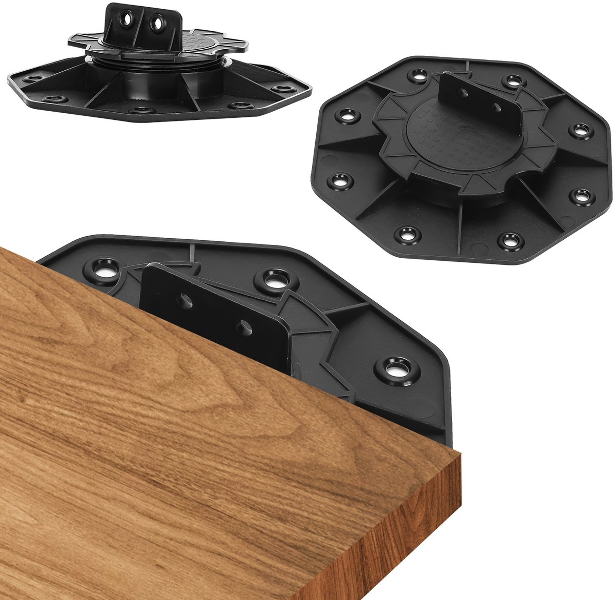 Verstelbare terrasdragers 18-30 mm - 100 stuks - Polypropyleen - Vlonderdrager in hoogte verstelbaar - Voor houten vlonders, WPC en terrastegels