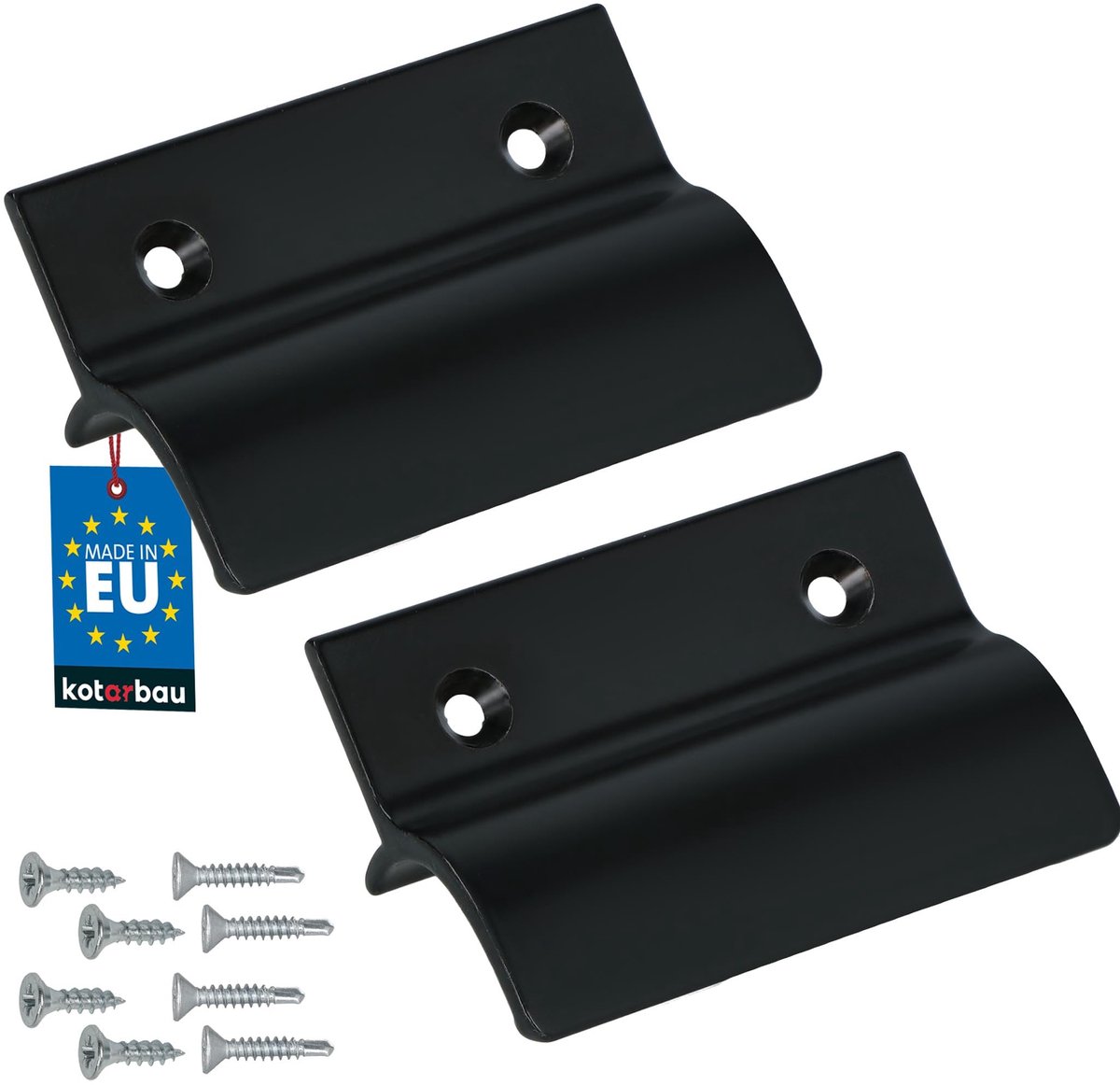 KOTARBAU® 2 Stuks - Balkondeurgreep - Terrasdeurgreep 65 x 45 mm - Aluminium - Deurgreep Balkon - Terrasdeurgreep met Brug - Zwart