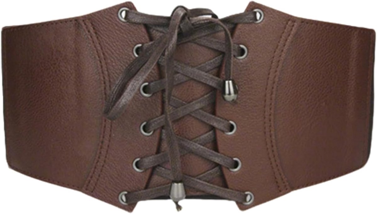 Korsettenriem voor Dames 65 - 83 cm in Bruin voor Middeleeuwse Kleding en Piratenkostuums, Perfecte Accessoire voor Feestjes en Theatrale Optredens