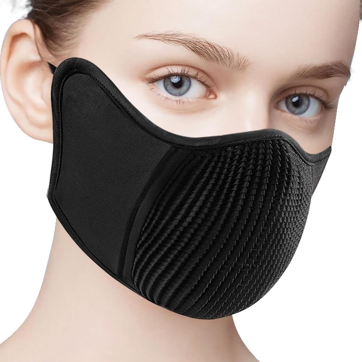 Halfmasker Ademend - Winddicht Mondkapje - Outdoor Activiteiten - UV Bescherming - 15 x 12.5 cm - Zwart