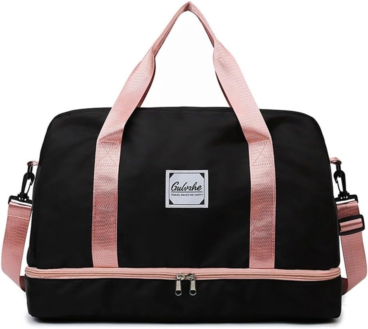 Sporttas - Zwart - 50 x 32 x 24 cm - Slijtvaste Reistas met Schoenenvak en Natte Tas - Voor Dames