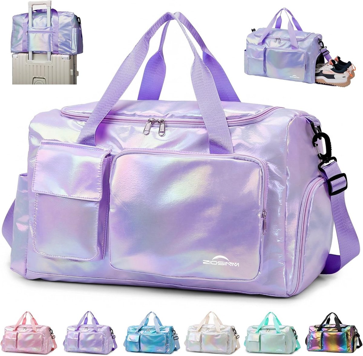 Sporttas Dames - Paars - 48 x 21 x 28 cm - Waterdichte Sporttas met Schoenenvak - Voor Sportschool en Reizen