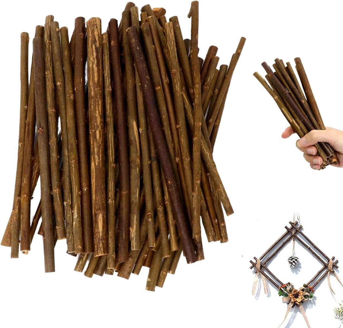 Natuurlijke Houten Craft Sticks - 20 Stuks - Wilgen Takken voor DIY Knutselprojecten, Kerstdecoratie en Miniatuur Modelbouw