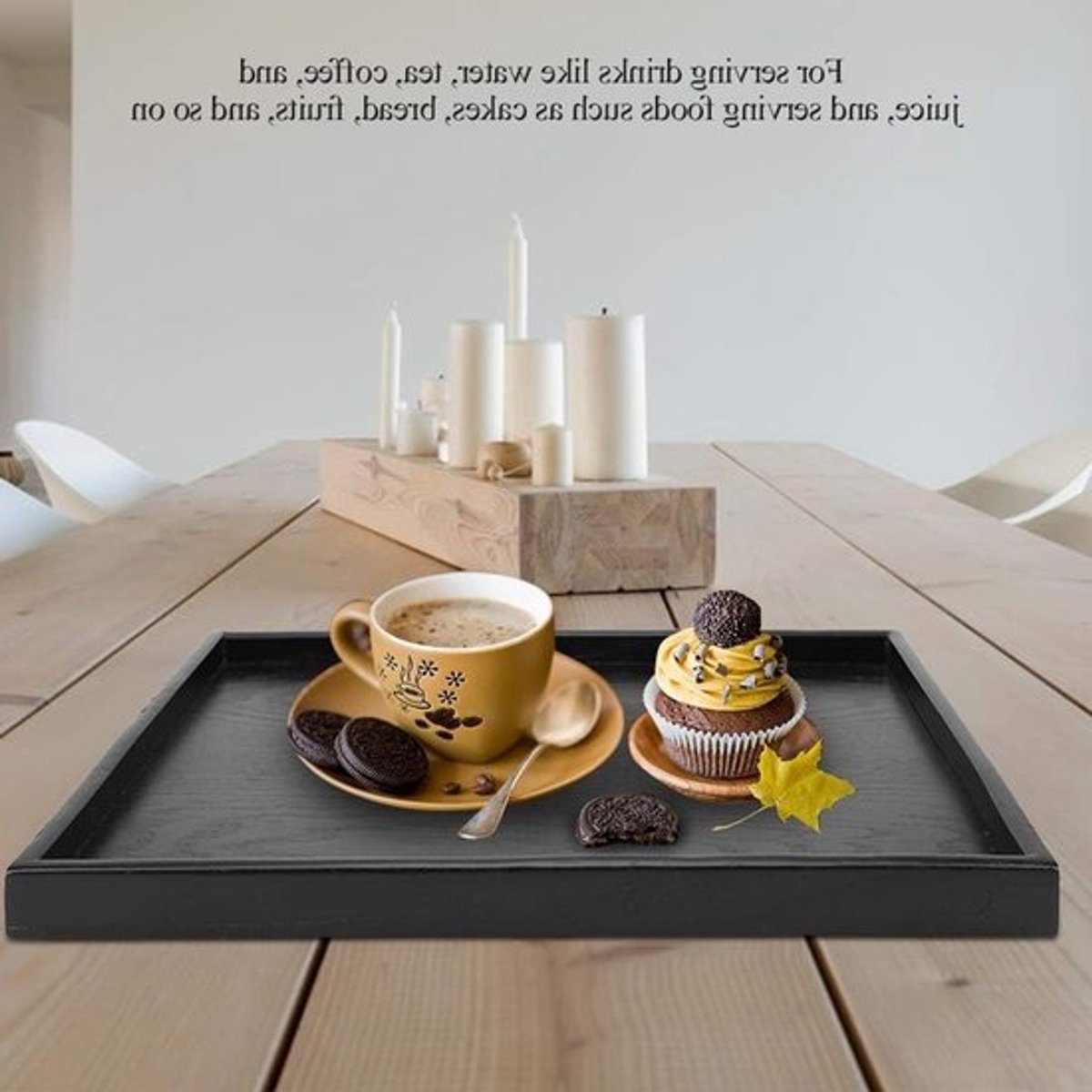 Praktische rechthoekige houten borden - elegante serveerschalen met opstaande randen voor voedsel en decoratie (35 × 24 cm)