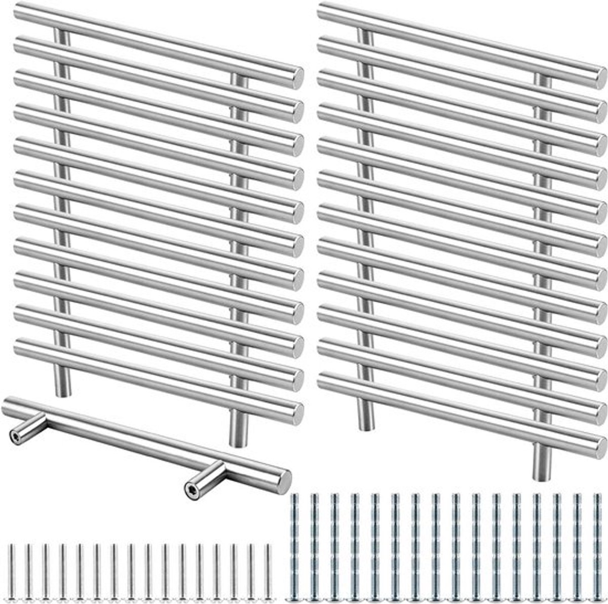 24 Stuks Keukenladen Handgrepen 128mm Gatenafstand RVS T-Bar Handgrepen voor Meubels en Kasten