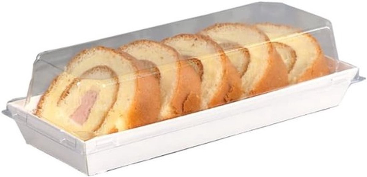Set van 50 stuks dozen voor rolcake, ideaal voor Swiss Roll, Sushi, Fruit en Muffins met duidelijk deksel - 7,5 x 8,5 x 2 cm