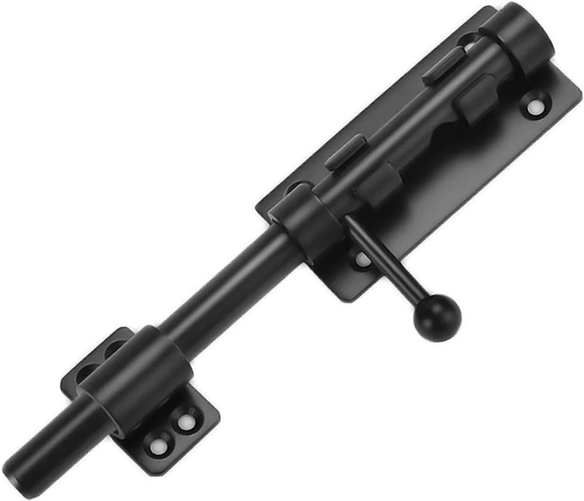 SnelShoppen - 8 Inch Heavy Duty Slide Gate Latch Bolt Veiligheid Deurslot met Hangslot Gat - 200mm 304 Roestvrij Staal Mat Zwart - Sterke Vergrendelin