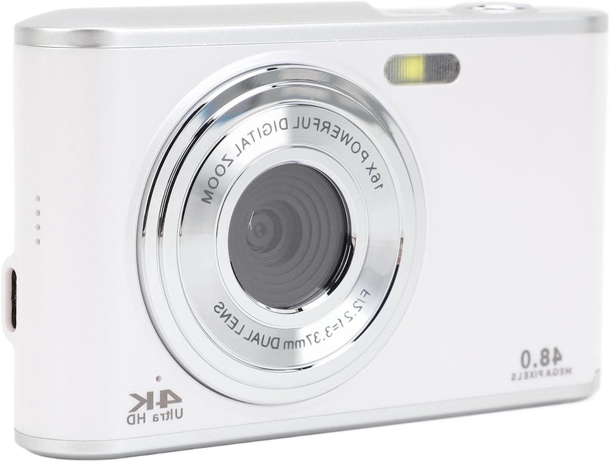 4K Digitale Camera - Vlogcamera Beginners - Vloggen en Fotograferen - Dubbele Camera Functie - 48MP - Wit