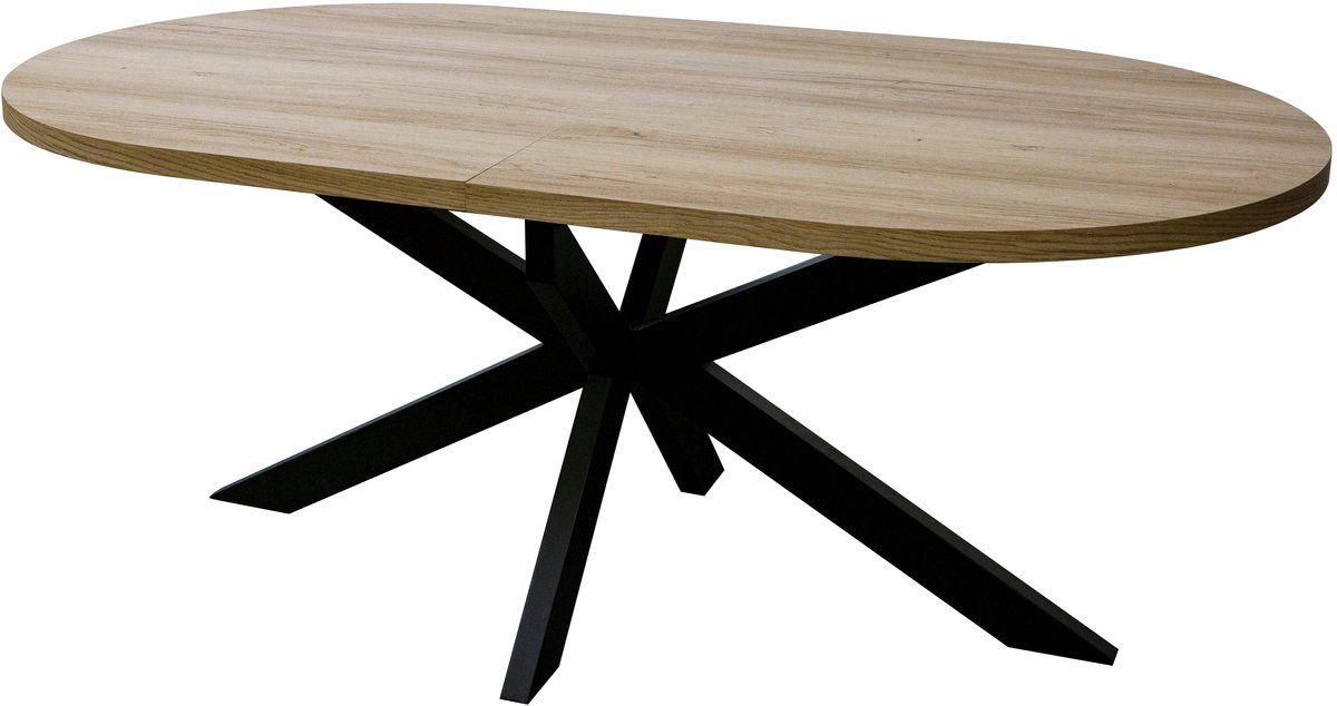 Uitschuifbare eettafel ovaal 180-240cm Liam lichtbruin MDF eetkamer tafel