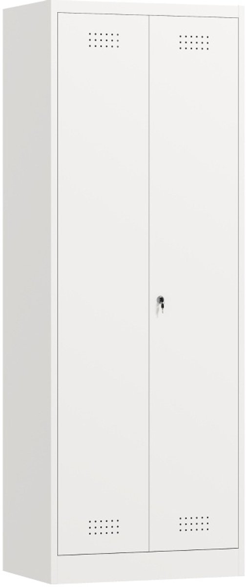 FloraGrace Stalen Opbergkast - Afsluitbaar Met Dubbele Deuren, Ventilatieroosters En Verstelbare Legplanken - Voor Garage En Berging - Crèmewit - 60x40x165 Cm