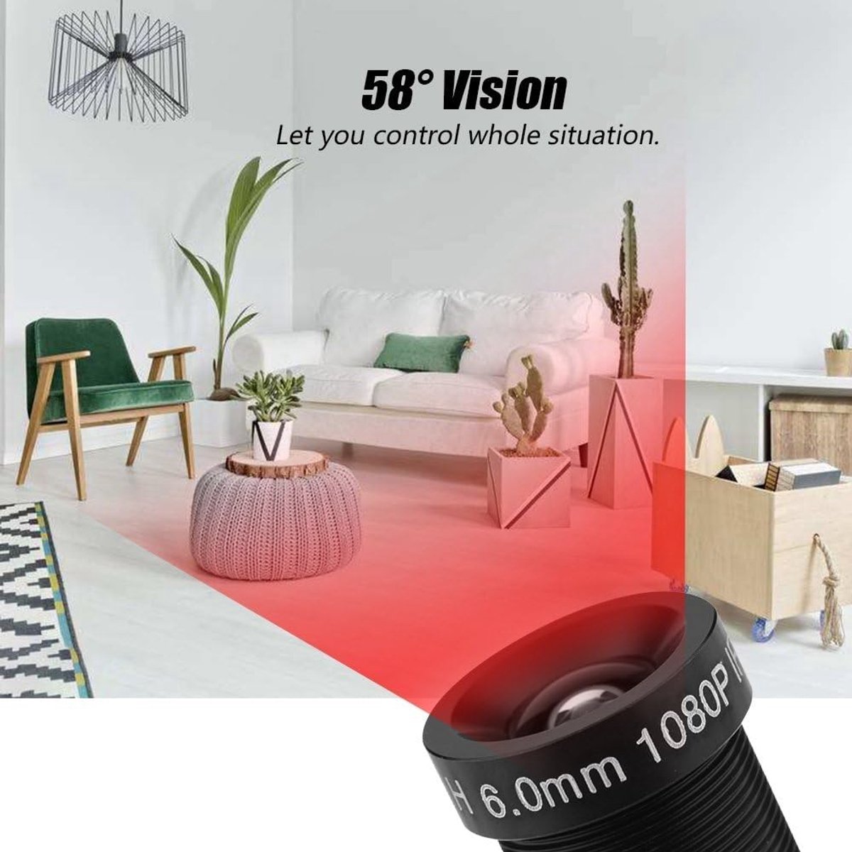 SnelShoppen - CCTV Lens 6mm M12 * 0.5, Mini Camera Lens Adapter met 2 Miljoen Pixels, 58° Brede Hoek, IR Nachtzicht voor Beveiligingscamera