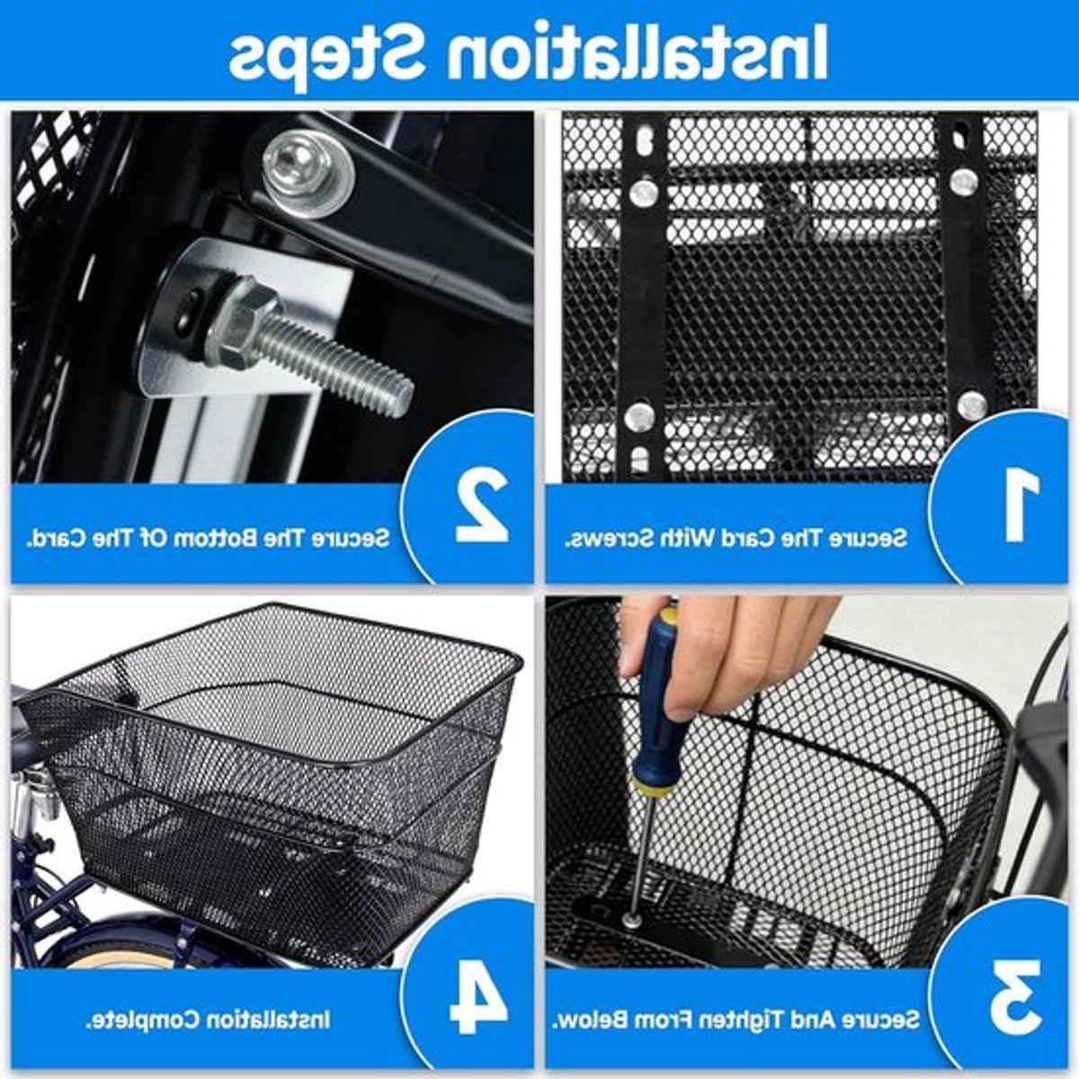 Duurzame waterdichte fietsmand voor achterop de fiets, ideaal voor groenten en boodschappen, inclusief montageonderdelen
