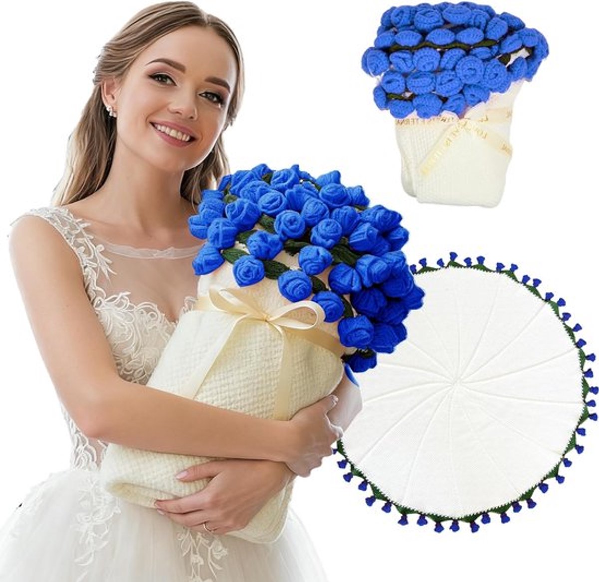 Kant-en-klaar Gehaakt Rozenboeket met 68 Gehaakte Rozen, Perfect Cadeau voor Verjaardag, Moederdag en Valentijnsdag