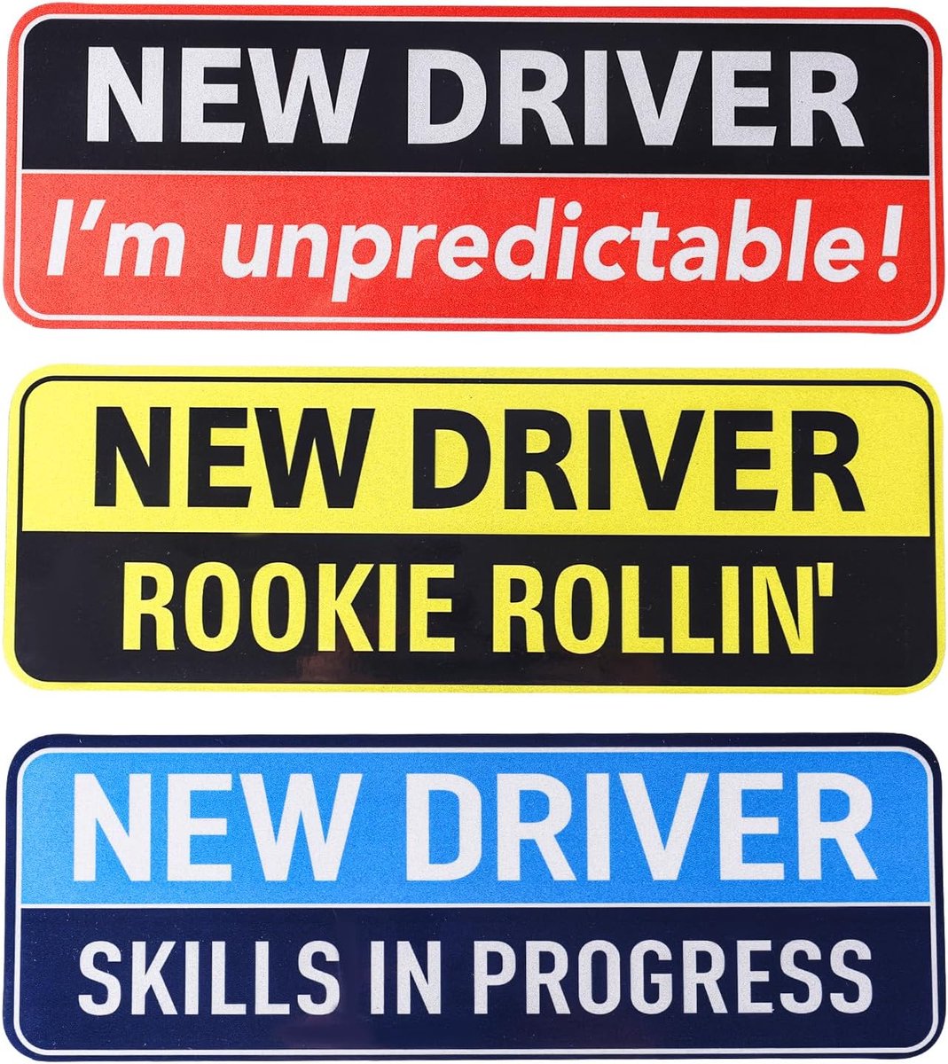 SnelShoppen - 3Pcs Magnetische Auto Stickers, 10x3.5 Inch Reflecterende Magnetische Bumper Sticker, Verwijderbaar Waarschuwingssignaal voor Beginnende