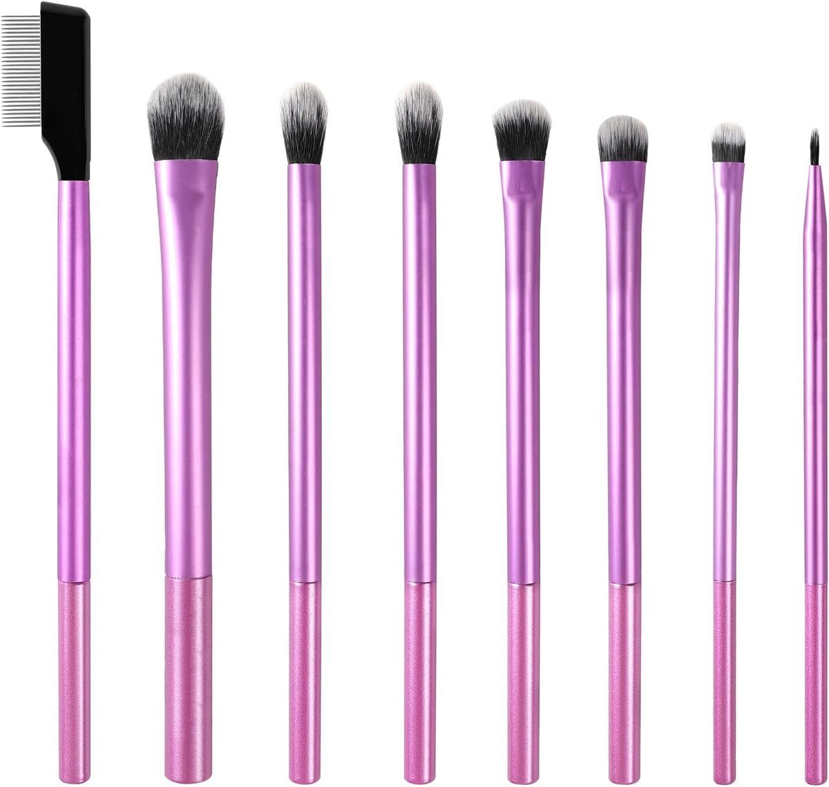 SnelShoppen - Professionele Makeup Kwasten Set - 8 Stuks Oogschaduwkwasten voor Eyeliner, Oogschaduw, Wenkbrauwen en Wimpers - Reisklaar, Synthetisch